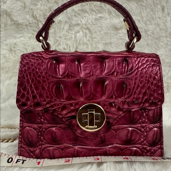 Authentic Brahmin Pomegranate mini Crocodile-Embossed Crossbody Bag - Picture 3 of 10